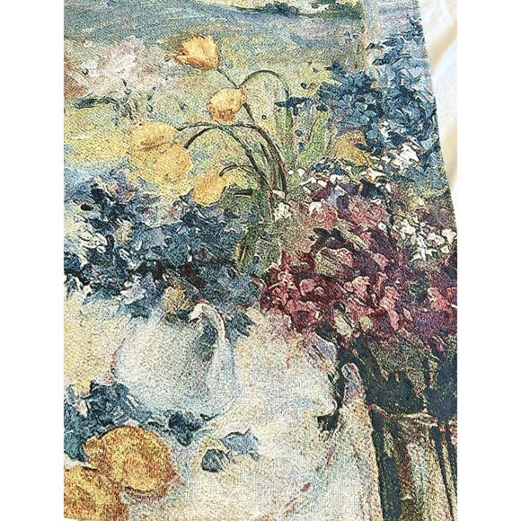 Italian Tapestry Wall Art Hanging Decor Tuscany Floral Signed Allayn Stevens - Picture 4 of 11